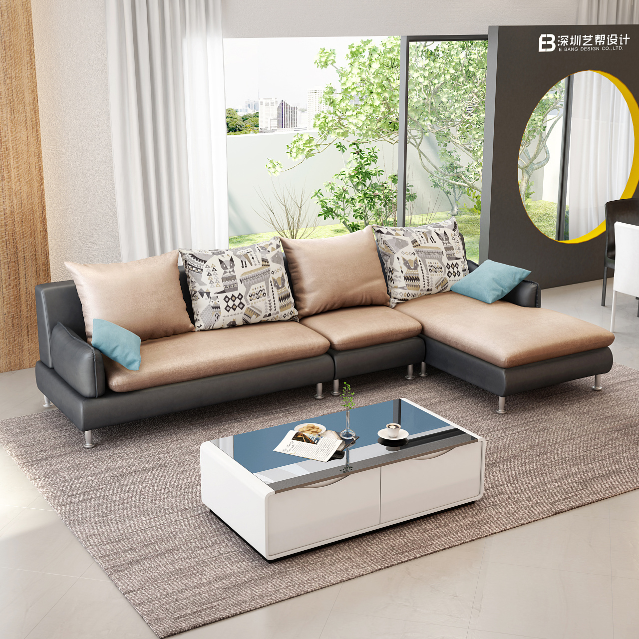 新中式沙发背景墙装修效果图_齐家网装修效果图