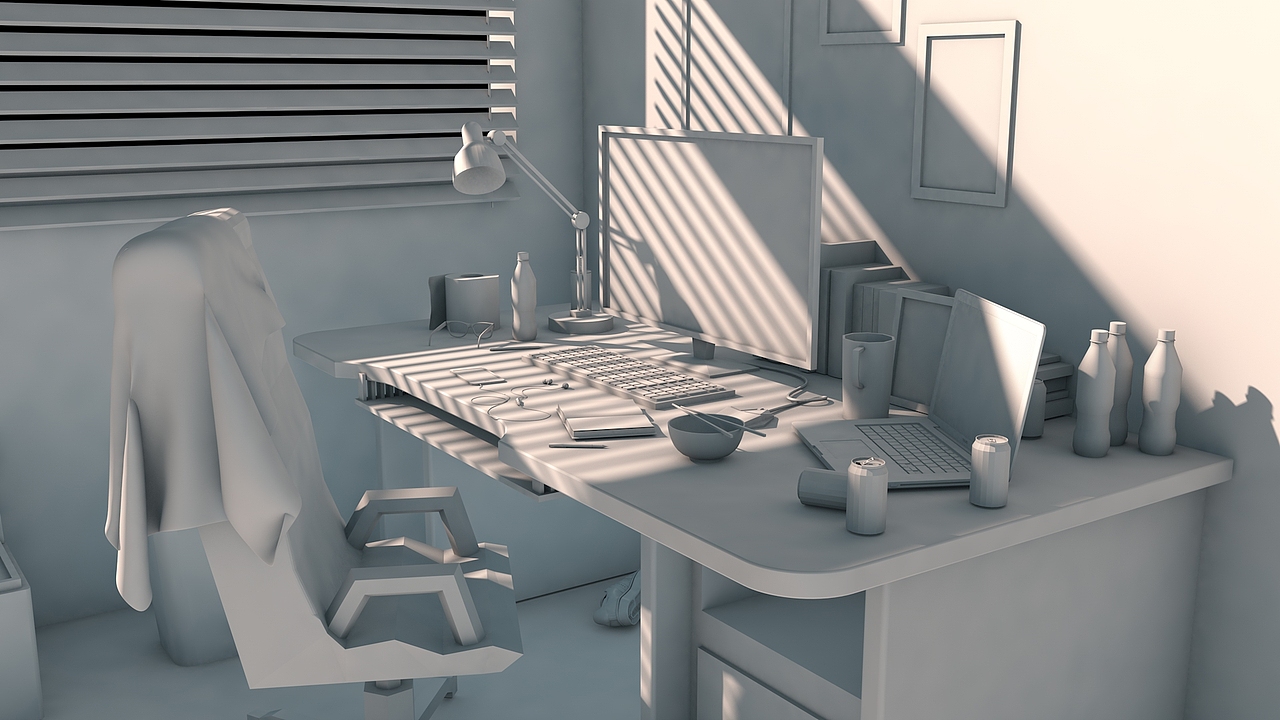 c4d卧室静态场景小房间