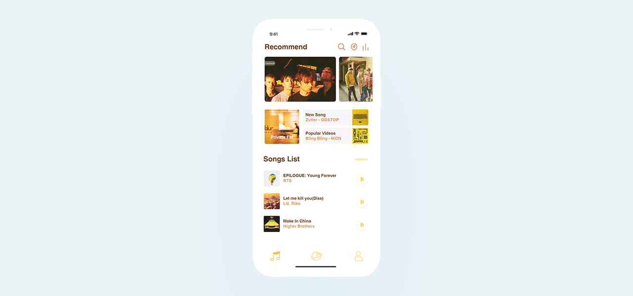 VIVE MUSIC APP DESIGN（图ZMTE1NzM1NTg0） - APP界面 - 站酷设计师得闲食面原创素材 - 站酷ZCOOL
