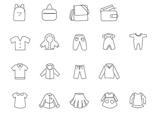 服饰类线性图标大全