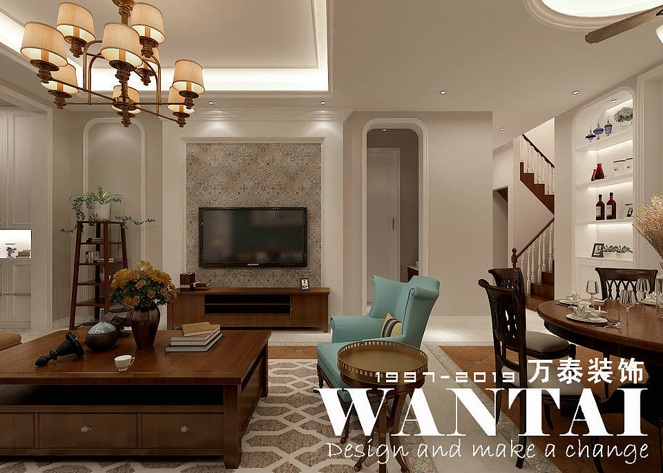 泰安装修|金科桃花源220㎡简约美式装修效果图—牛嘉伟（图ZMTU3ODE2MDY4） - 家装设计 - 站酷设计师泰安小胖装修原创素材 - 站酷ZCOOL