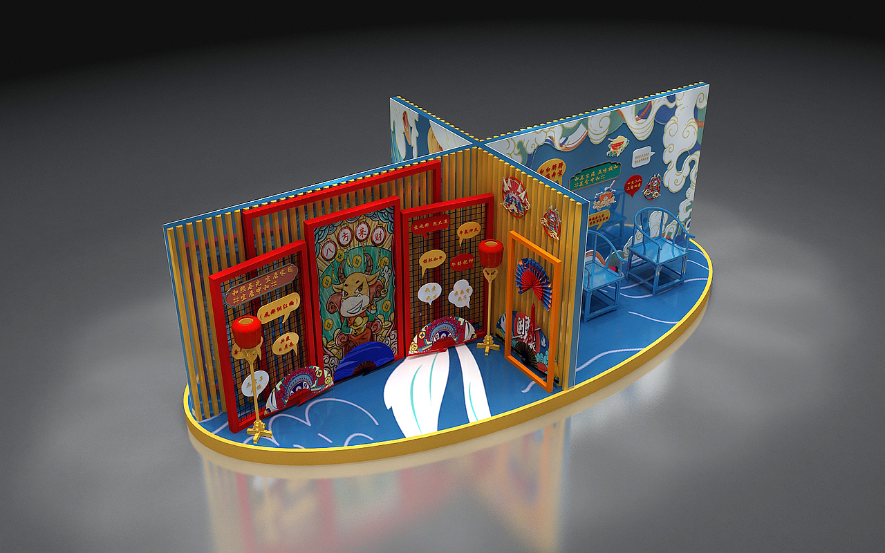 福禄寿喜主题美陈设计3d效果图|三维|场景|3d设计师ng男 - 原创作品