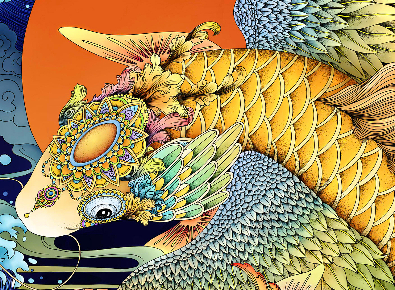 山海经异兽之蠃鱼（图ZMTE4NzgyMDM2） - 创作习作 - 站酷设计师猫那个喵424原创素材 - 站酷ZCOOL