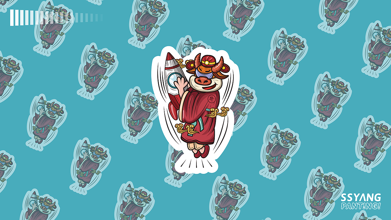 牛年贴画设计（牛气冲天））（图ZMjQyMjIwNjk2） - 商业插画 - 站酷设计师插秧原创素材 - 站酷ZCOOL