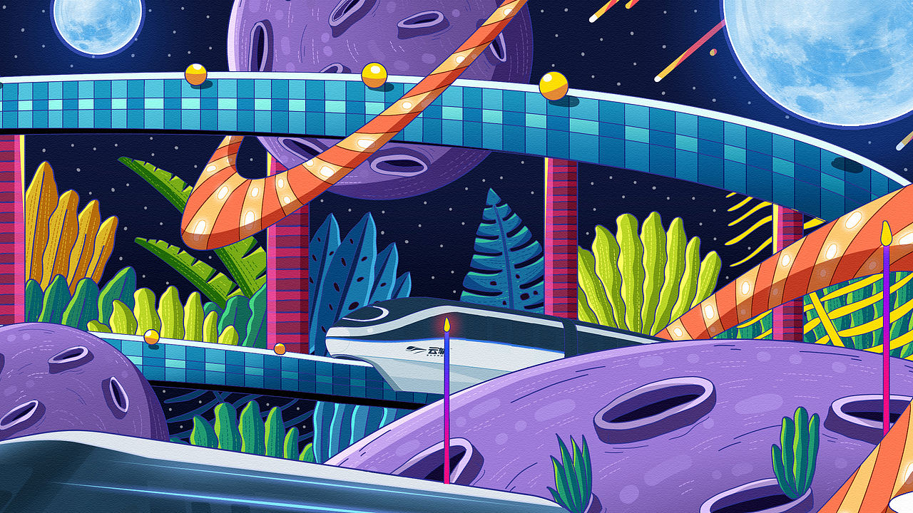 比亚迪-云巴创意插画--空中花园（图ZMTQ1MzA2MTUy） - 创作习作 - 站酷设计师插画师卷耳原创素材 - 站酷ZCOOL