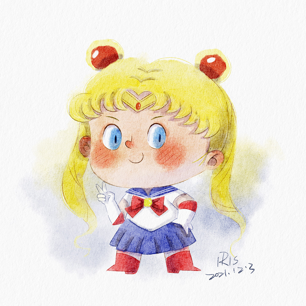 儿童插画-美少女战士水彩版