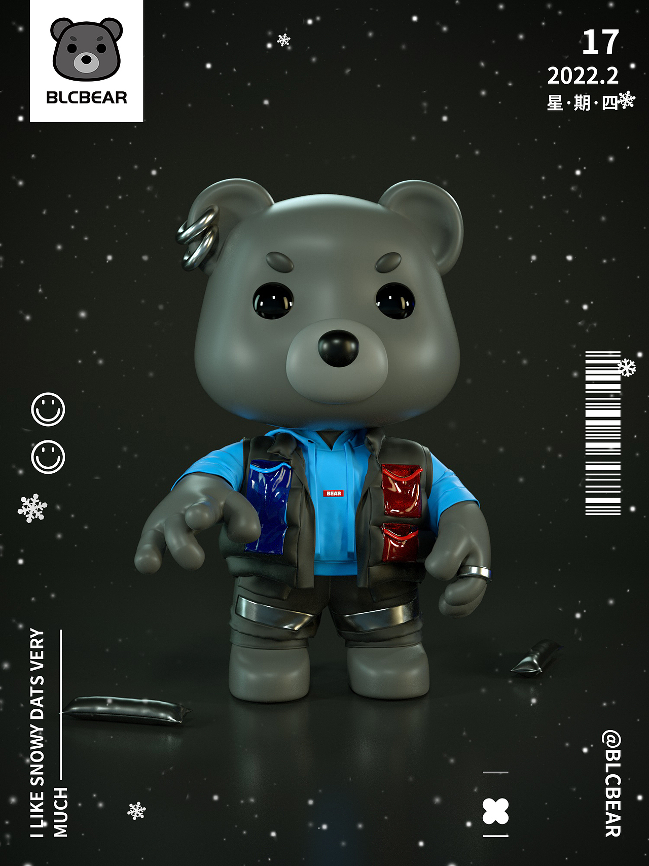个人IP—布莱克熊系列：跟寒冷的冬天说拜拜~（图ZMjg5ODYxMjc2） - 人物/生物 - 站酷设计师吴小熊ii原创素材 - 站酷ZCOOL