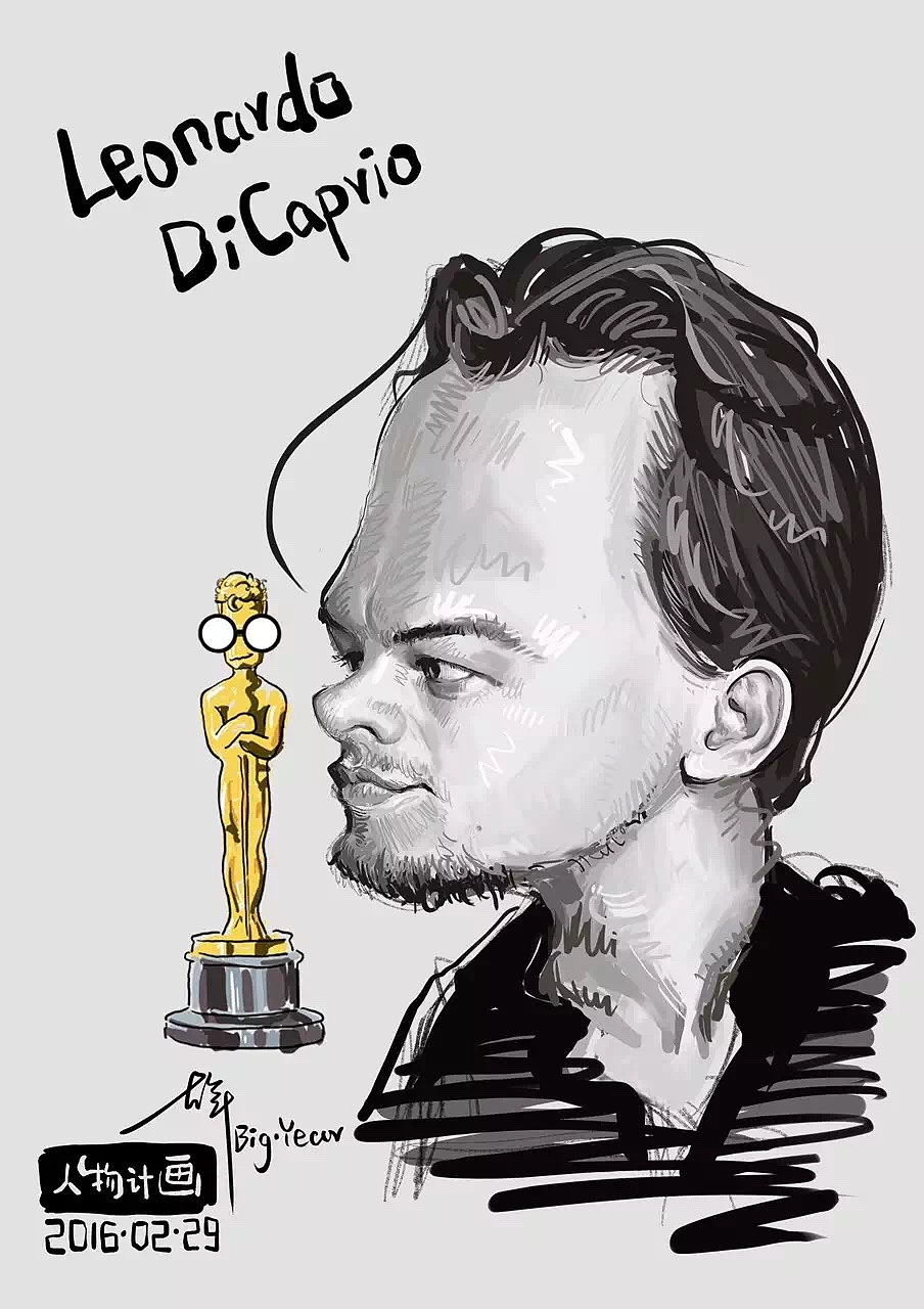 个人小计划,希望将很多有名的面孔画成夸张漫画~这是这个计划的第一幅