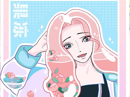 插画练习-果冻炫彩少女