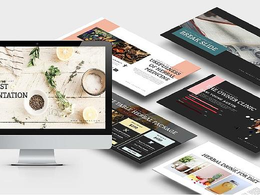 杂志风美食画册展示国外PPT模板