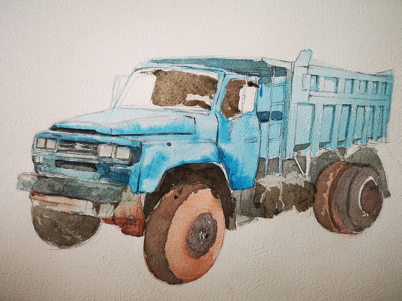 卡车水彩画
