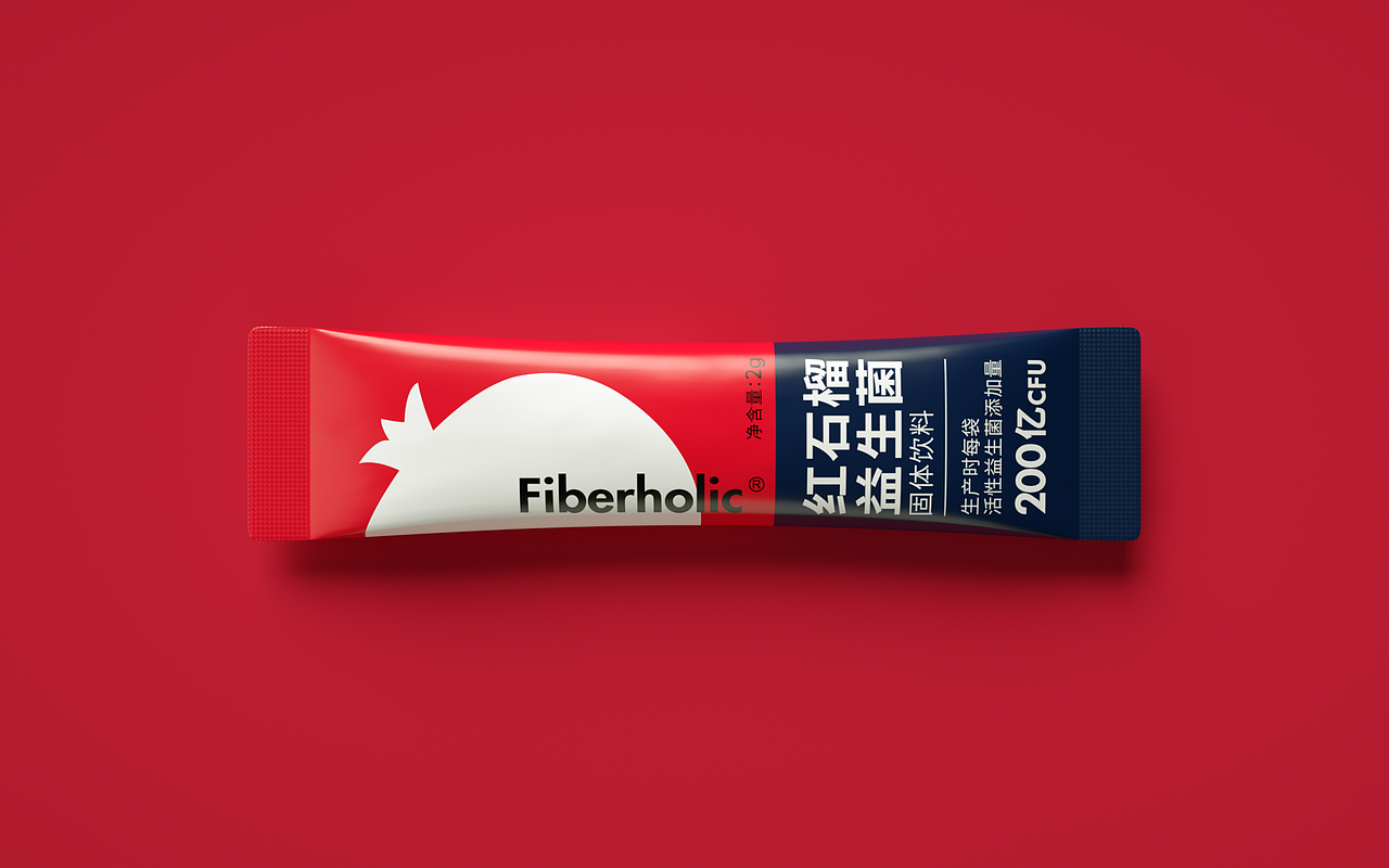 Fiberholic红石榴益生菌固体饮料包装建模渲染