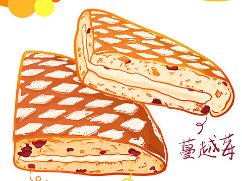 法式忌廉面包 食物插画