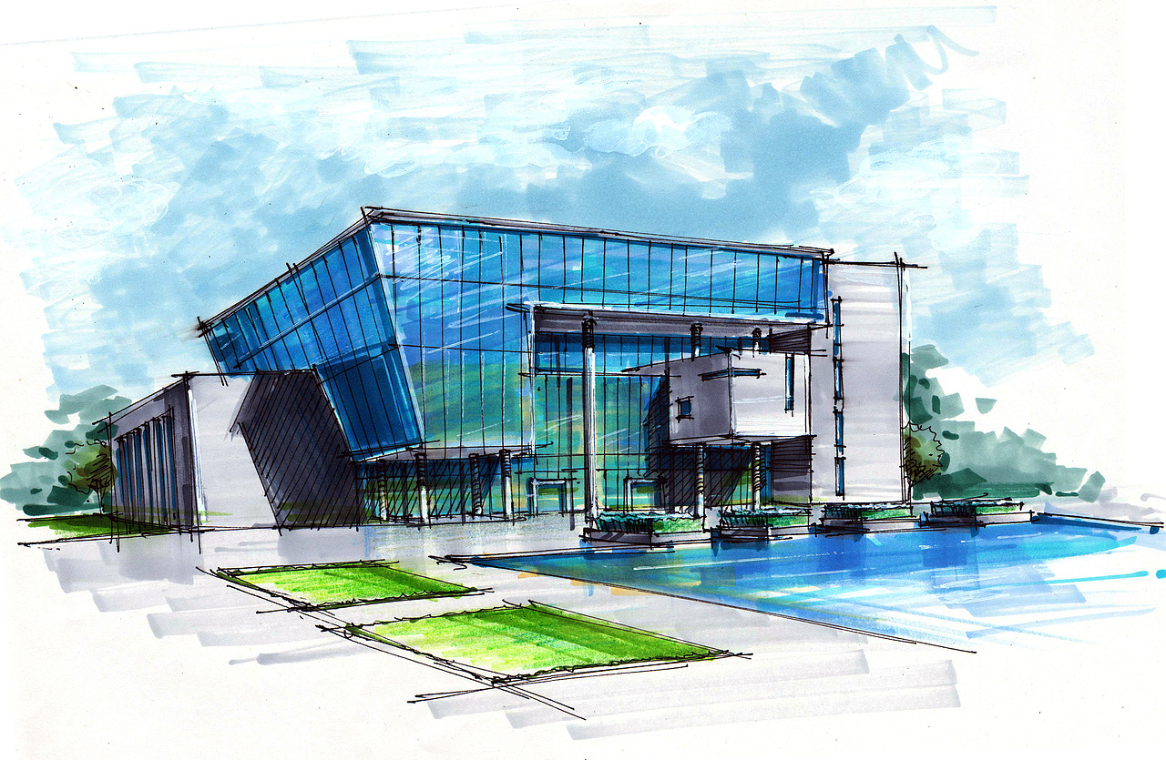 早期建筑手绘表现作品