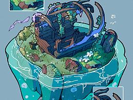 場(chǎng)景插畫丨馬車小島