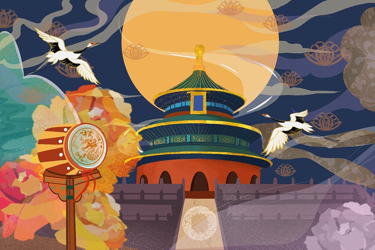 天坛祈年殿|插画|商业插画|00温迪00 - 原创作品 - 站酷 (zcool)