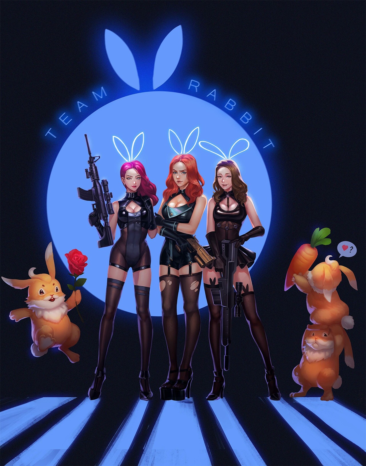 兔子小队（图ZMjAwMjAyMTY0） - 新锐潮流插画 - 站酷设计师阿福日渐发福原创素材 - 站酷ZCOOL