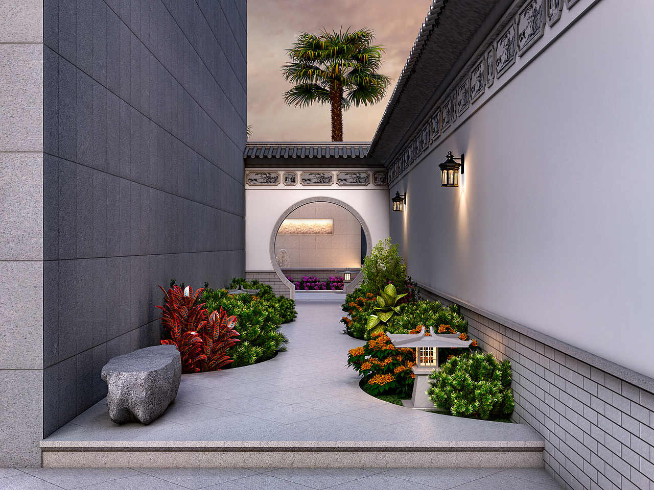 砚湖新中式别墅花园景观