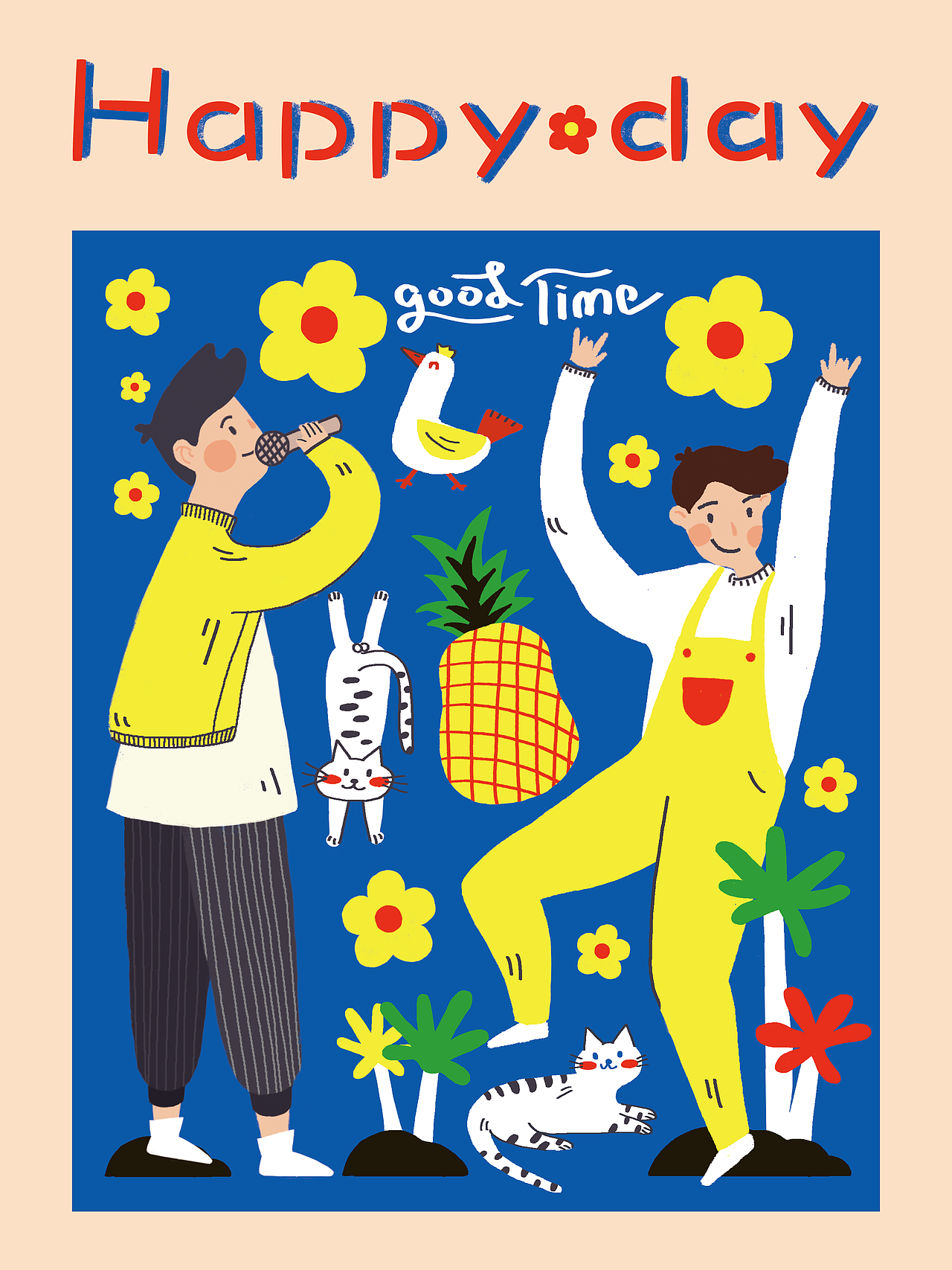 Happy day（图ZMTM3NjA5NjYw） - 新锐潮流插画 - 站酷设计师CoCo插画原创素材 - 站酷ZCOOL