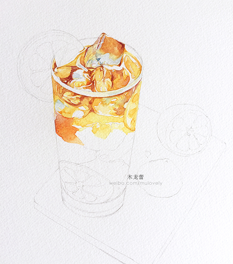 手绘水彩 柠檬冰记录夏天(附步骤)