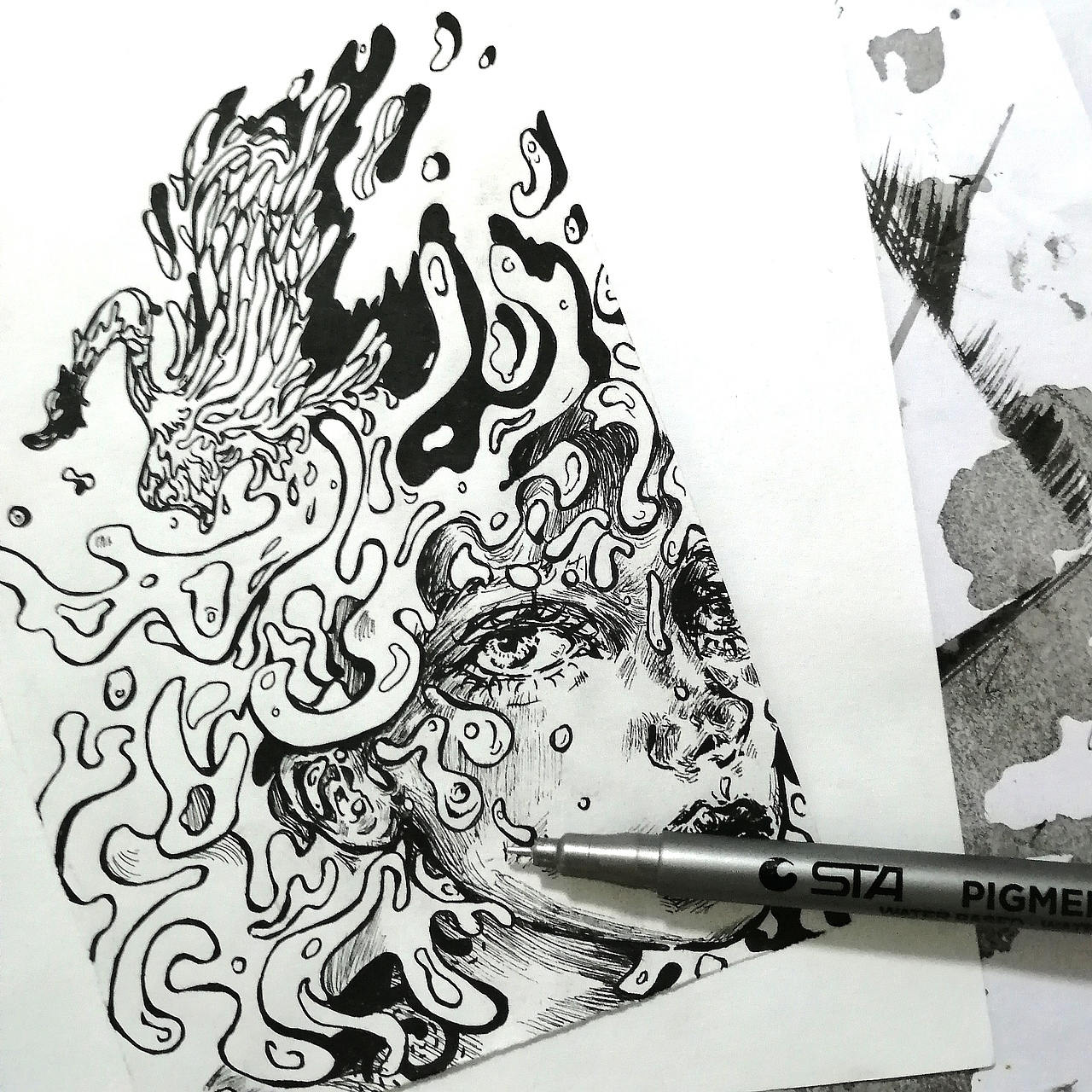 黑笔原创手绘《黑天鹅》