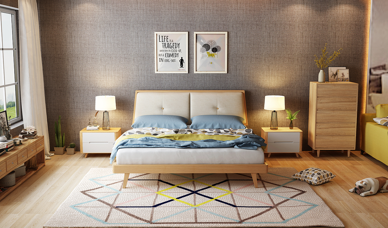 日式实木床，家具3D效果图制作，淘宝家具3D建模，3D（图ZMTE2OTI0MzEy） - 生活用品 - 站酷设计师艺帮设计原创素材 - 站酷ZCOOL