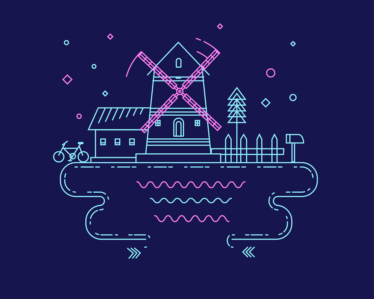 小风车手绘（图ZMTY4NTE1NzI4） - 图案 - 站酷设计师东东你呀原创素材 - 站酷ZCOOL