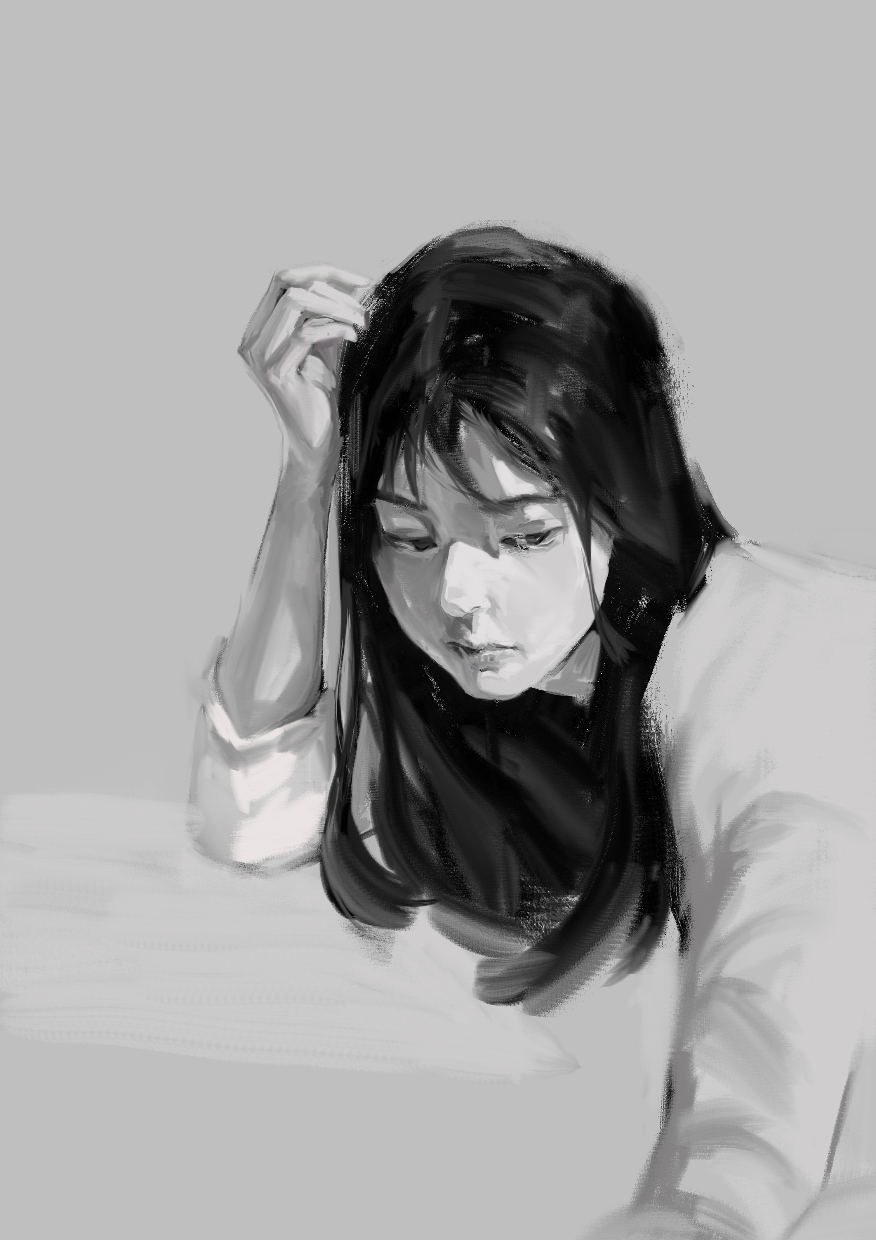 厚涂人像黑白起稿练习