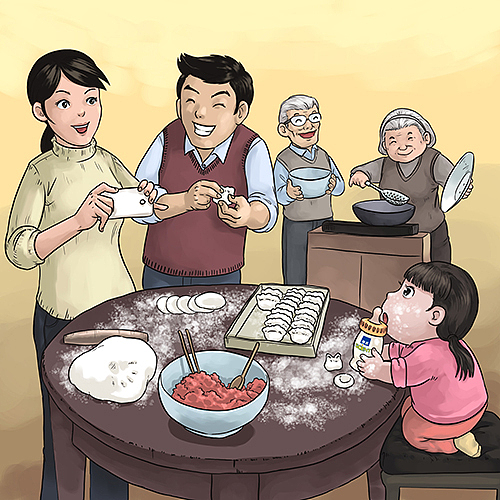 春节家（图ZNjMxMjYyNDA=） - 商业插画 - 站酷设计师敬子设计原创素材 - 站酷ZCOOL