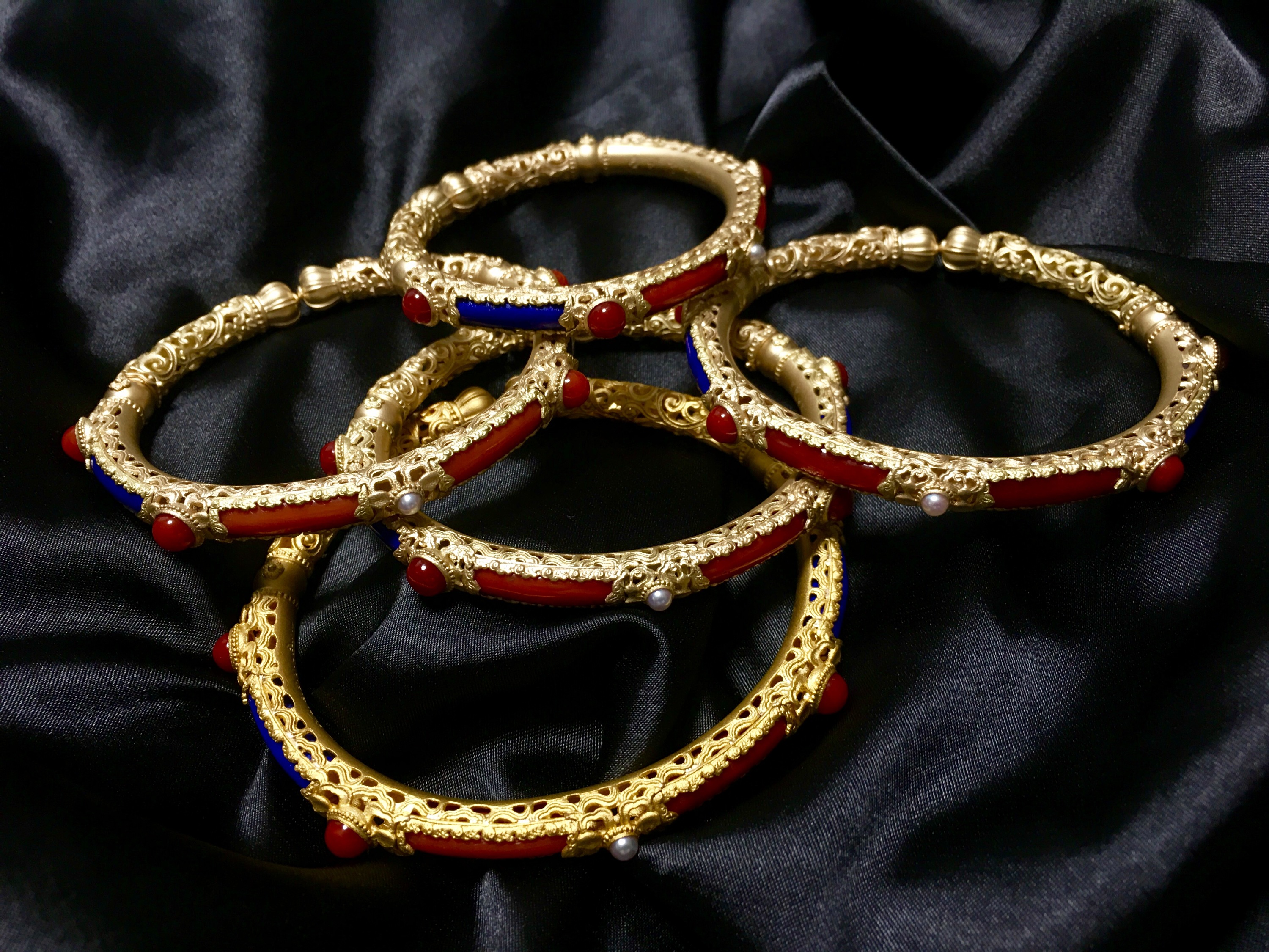 金刚平安如意镯改版 阿卡珊瑚 青金石 金|手工艺|首饰设计|city_l_原