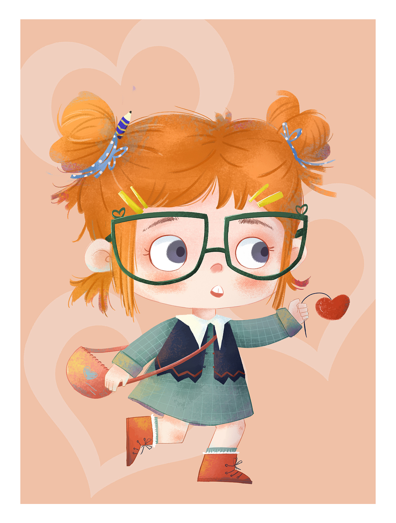 眼镜女孩系列（图ZMjQ2MjUzMjcy） - 儿童插画 - 站酷设计师lucky美好原创素材 - 站酷ZCOOL