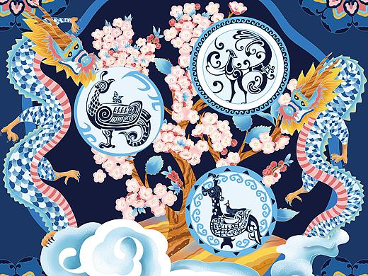 山西博物馆-国宝鸟尊-文创插画设计