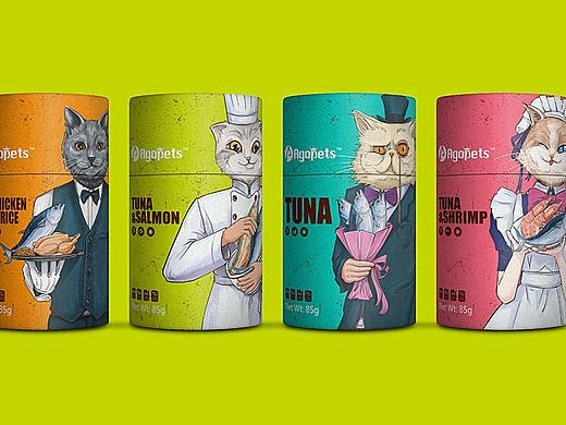 【宠物食品包装】原创/手绘-Agopets猫粮包装设计