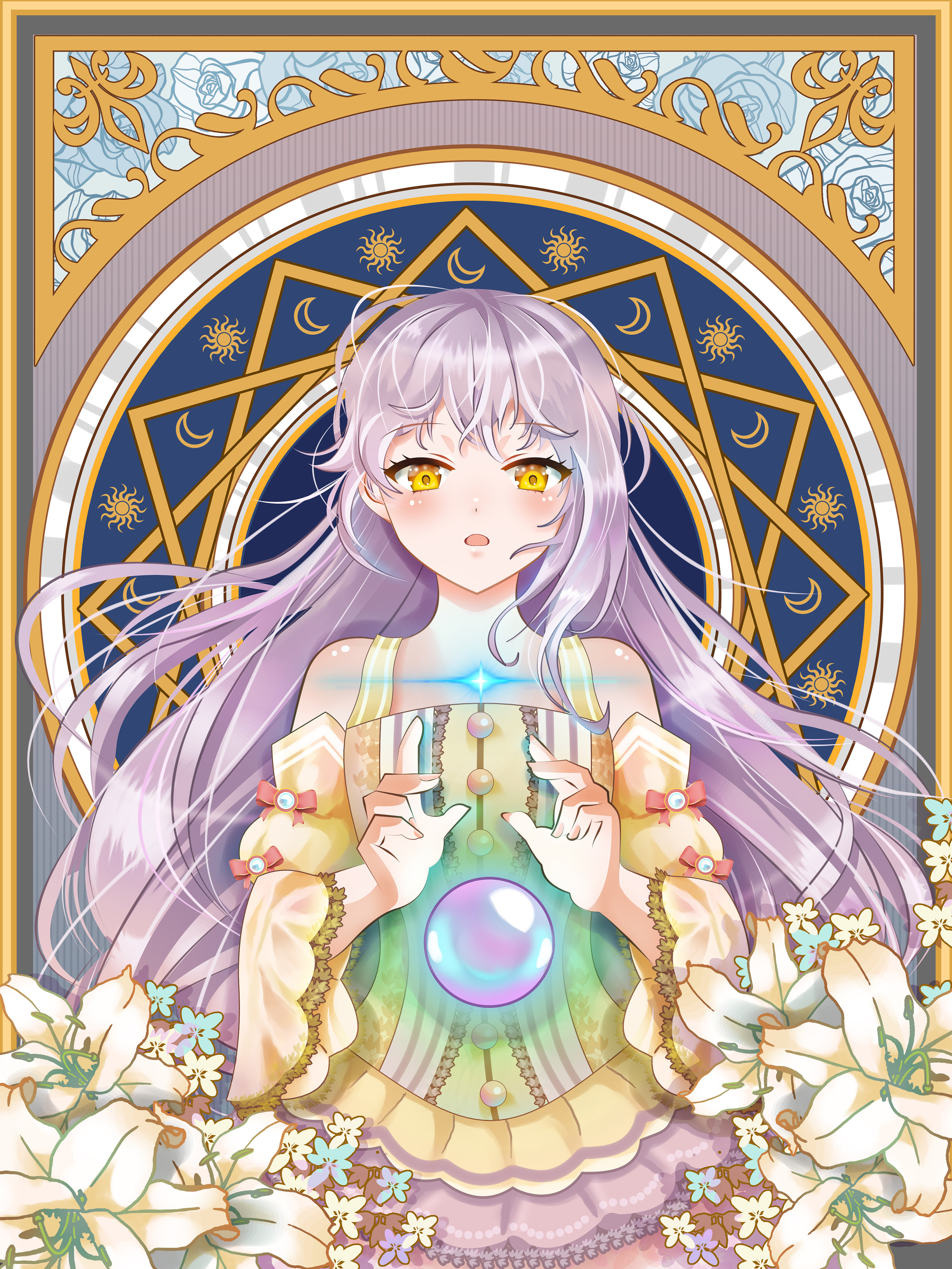 占卜少女二次元插画