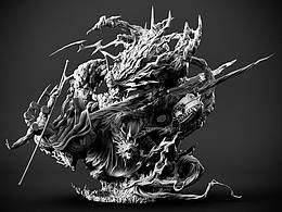 我建模的雷神雕像作品