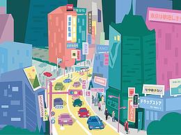 商业插画项目——东京遇上浪潮