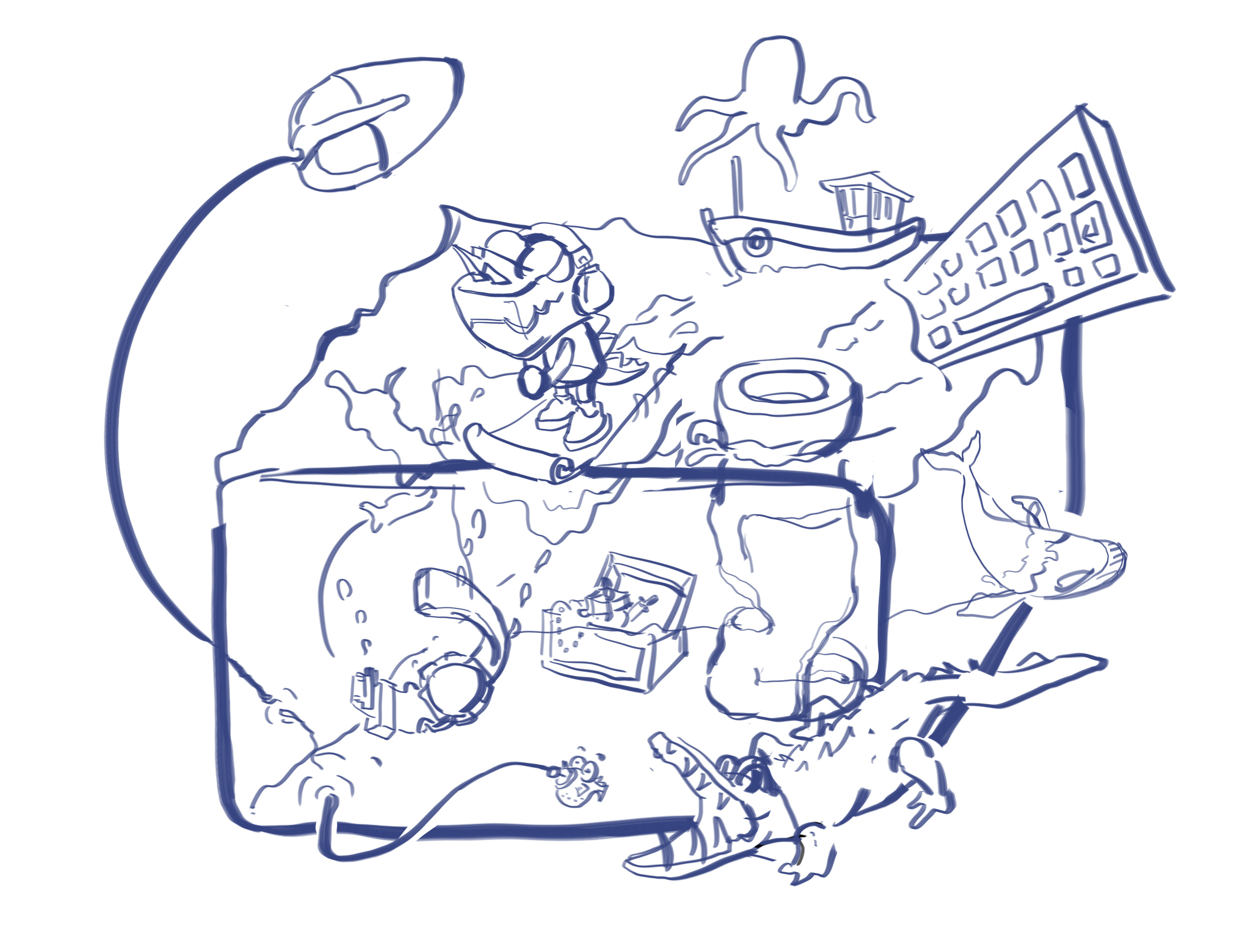 桌面胡思乱想原创插画