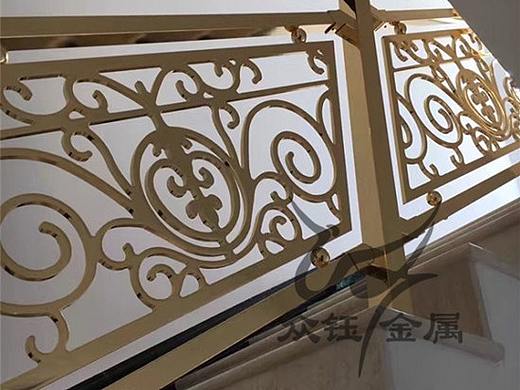 复古铜楼梯艺术金色雕花铜艺楼梯护栏扶手