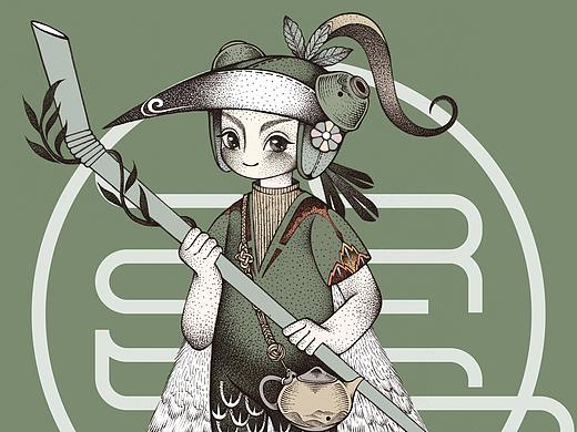 鹭小羽茶铺插画设计