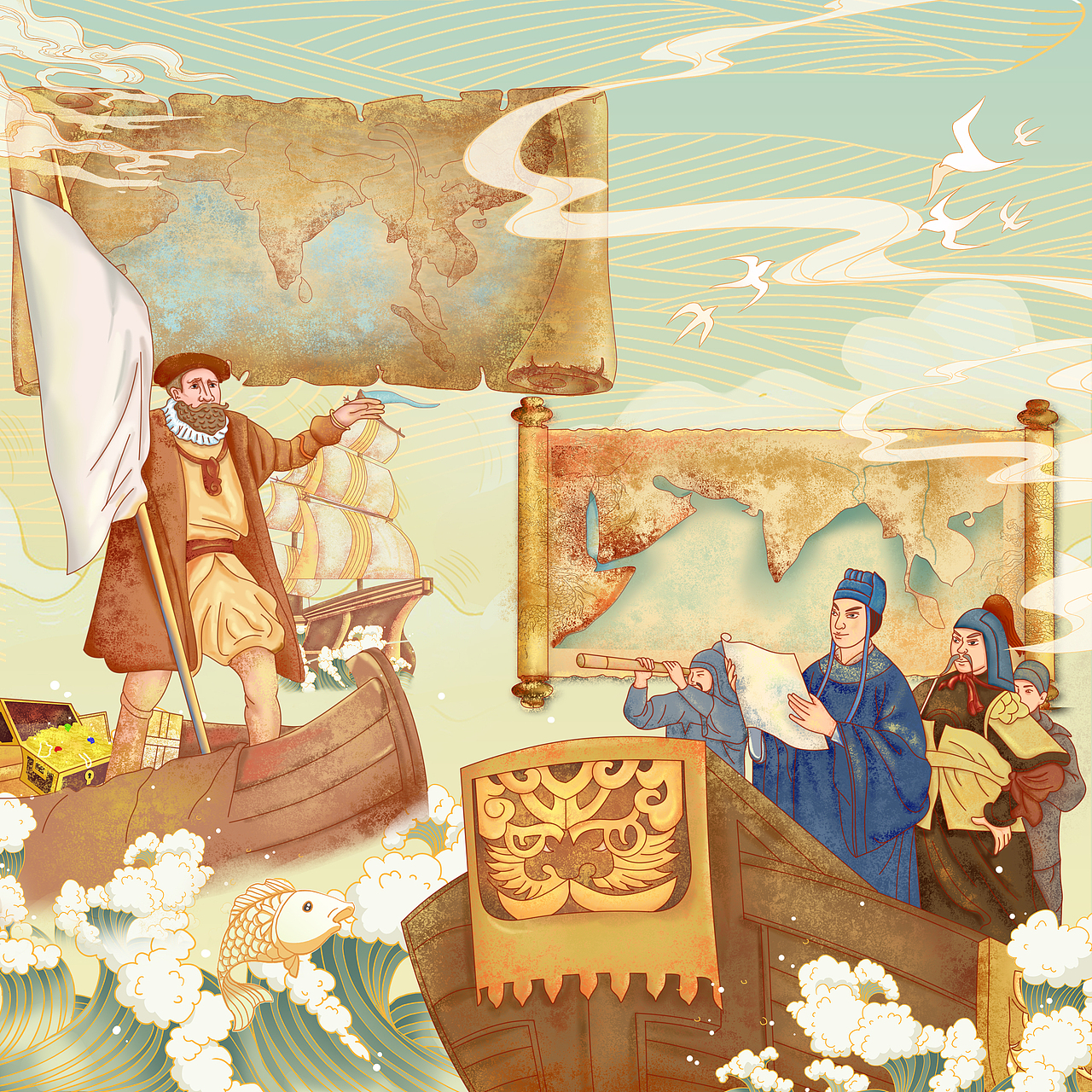 乘坐200多艘海船,从长江口刘家港启程远航,被称为"郑和下西洋"