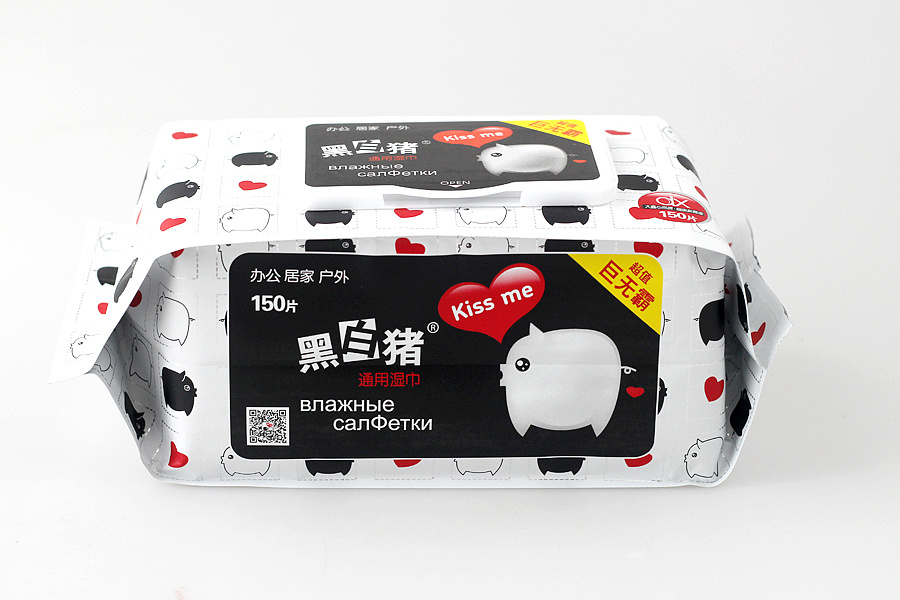 黑白猪湿巾包装形象设计