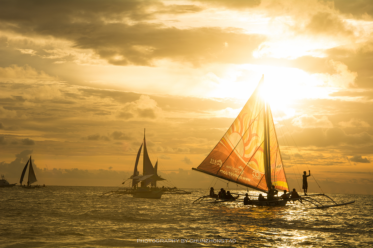 菲律宾长滩岛日落风帆