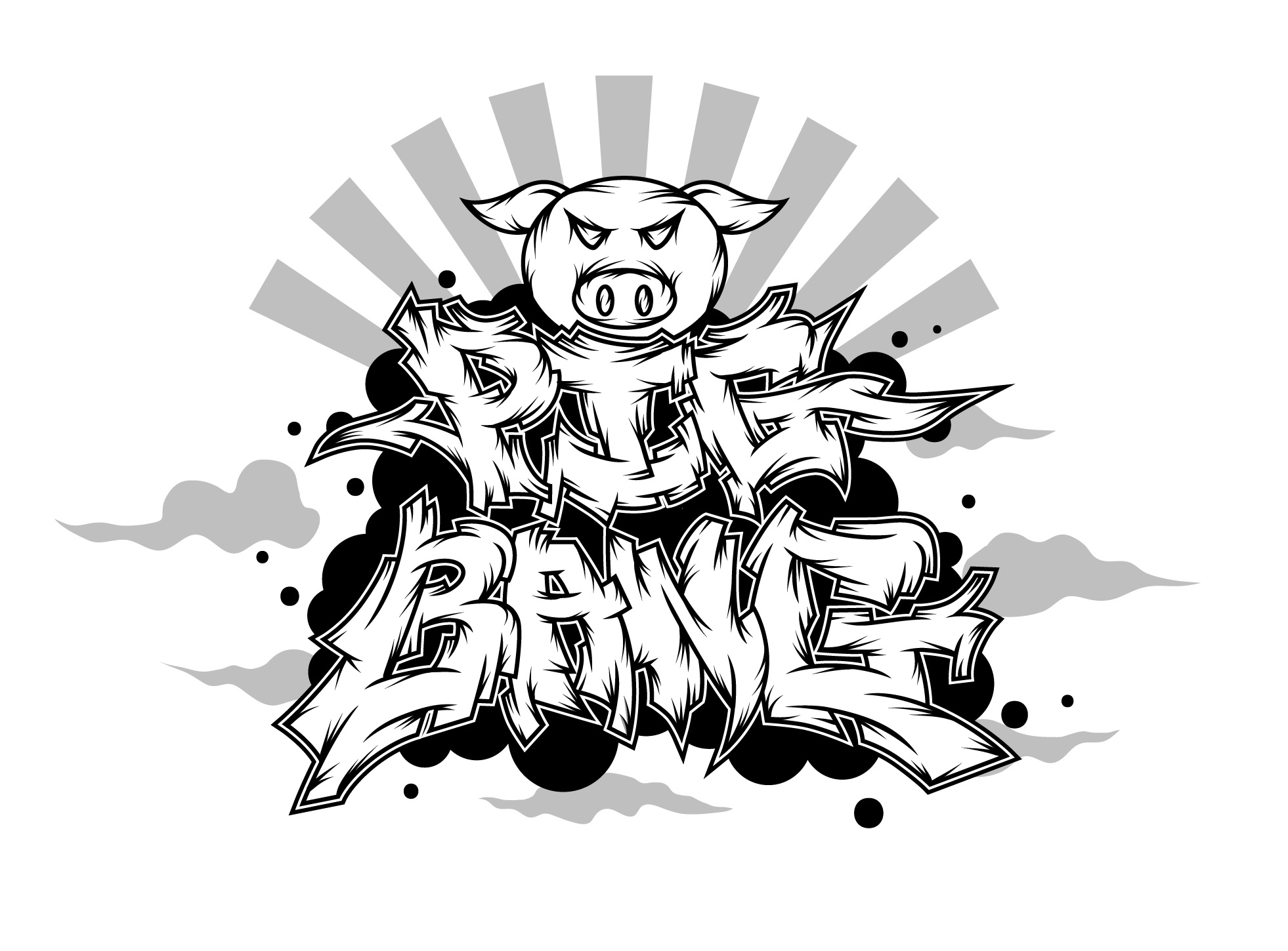 近期几幅黑白涂鸦字体插画