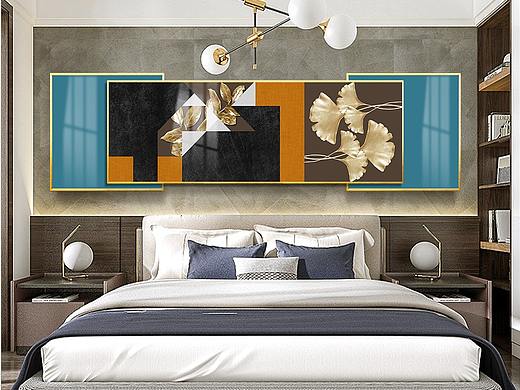 原创现代轻奢客厅装饰画银杏叶挂画简约画床头画