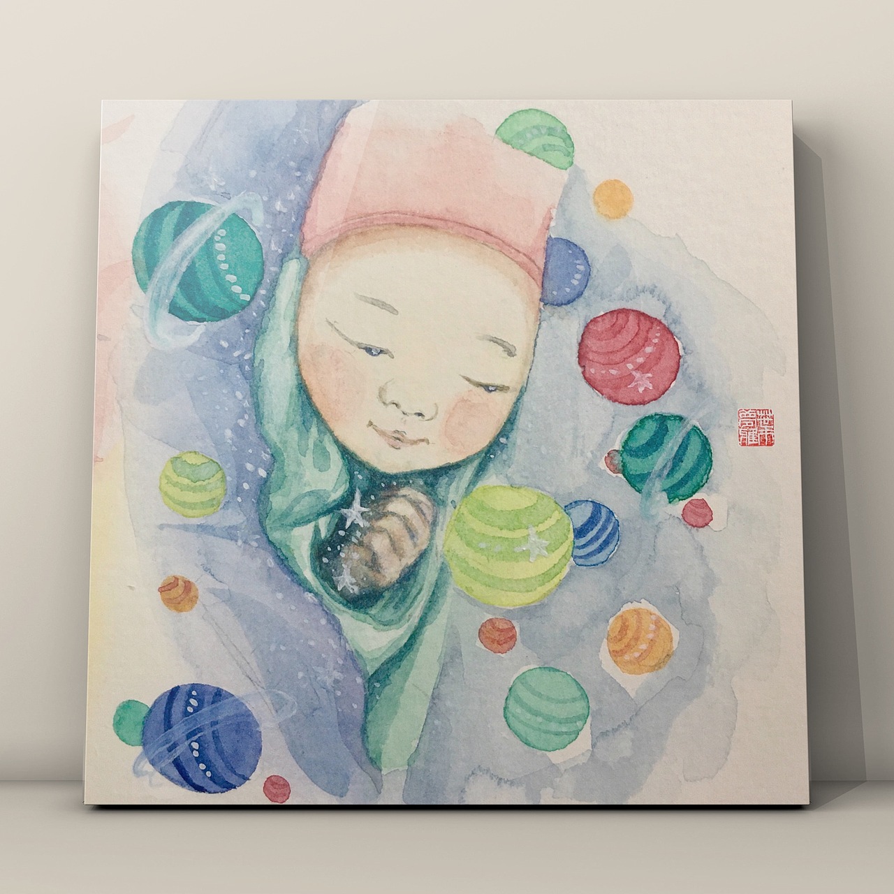 水彩宝贝系列～九宫格～召唤神龙[z大笑][z动心]（图ZMjAwODYxNzU2） - 艺术插画 - 站酷设计师小阿婆绘生活原创素材 - 站酷ZCOOL