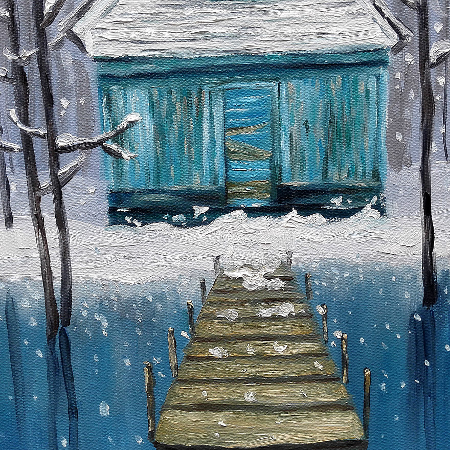 《落雪》原创布面油画（图ZNzI5MTg4NTI=） - 绘画 - 站酷设计师MIMIMOO米店原创素材 - 站酷ZCOOL