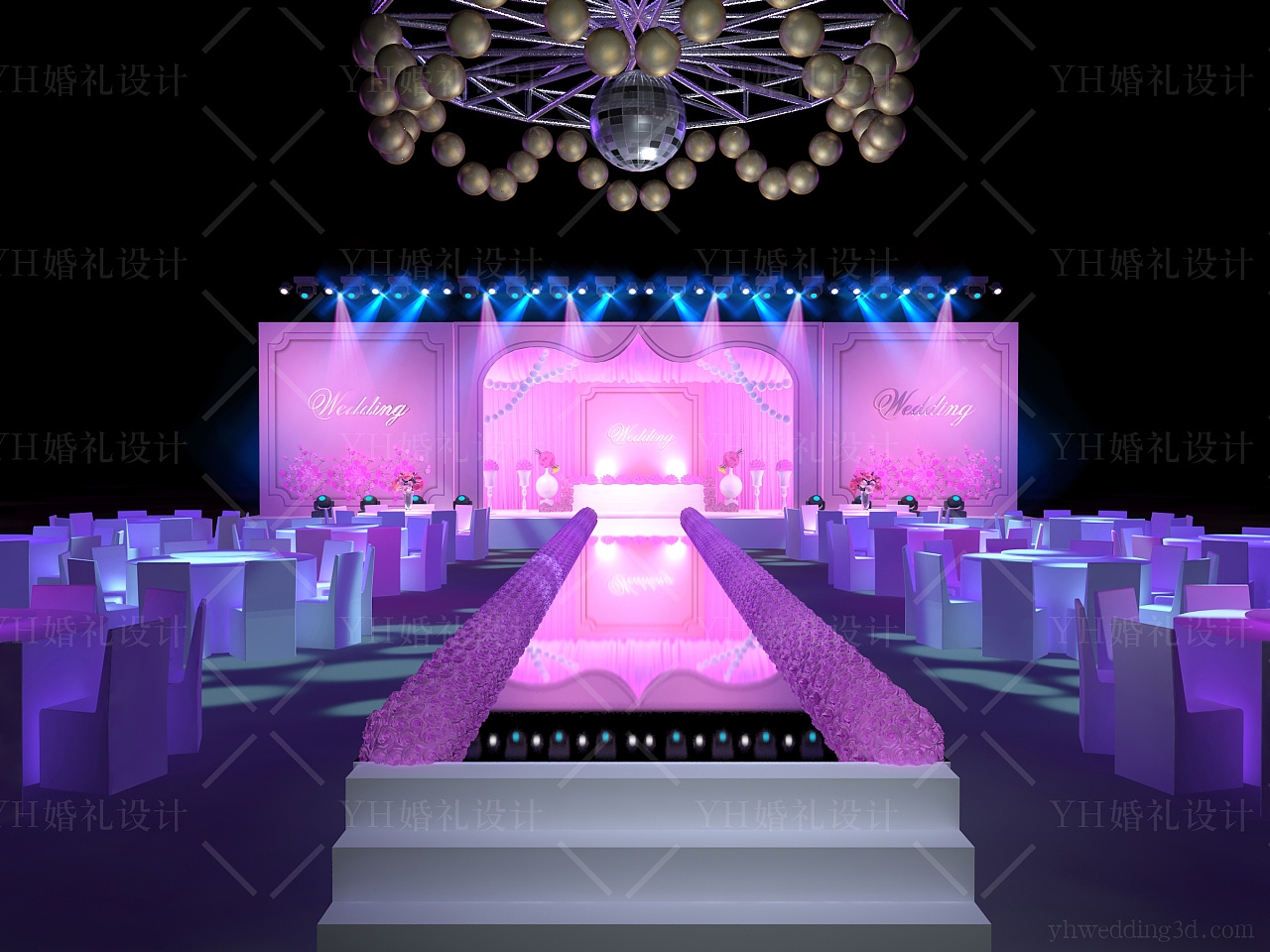 A19紫色罗马薰衣草之恋婚礼舞台背景设计下载-编号15289106-婚礼场景-我图网