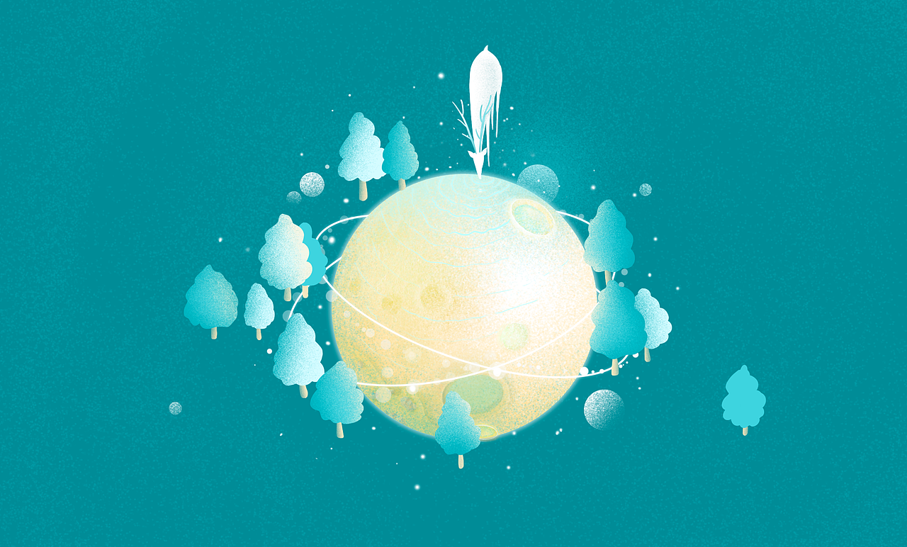 以鹿为主角的插画