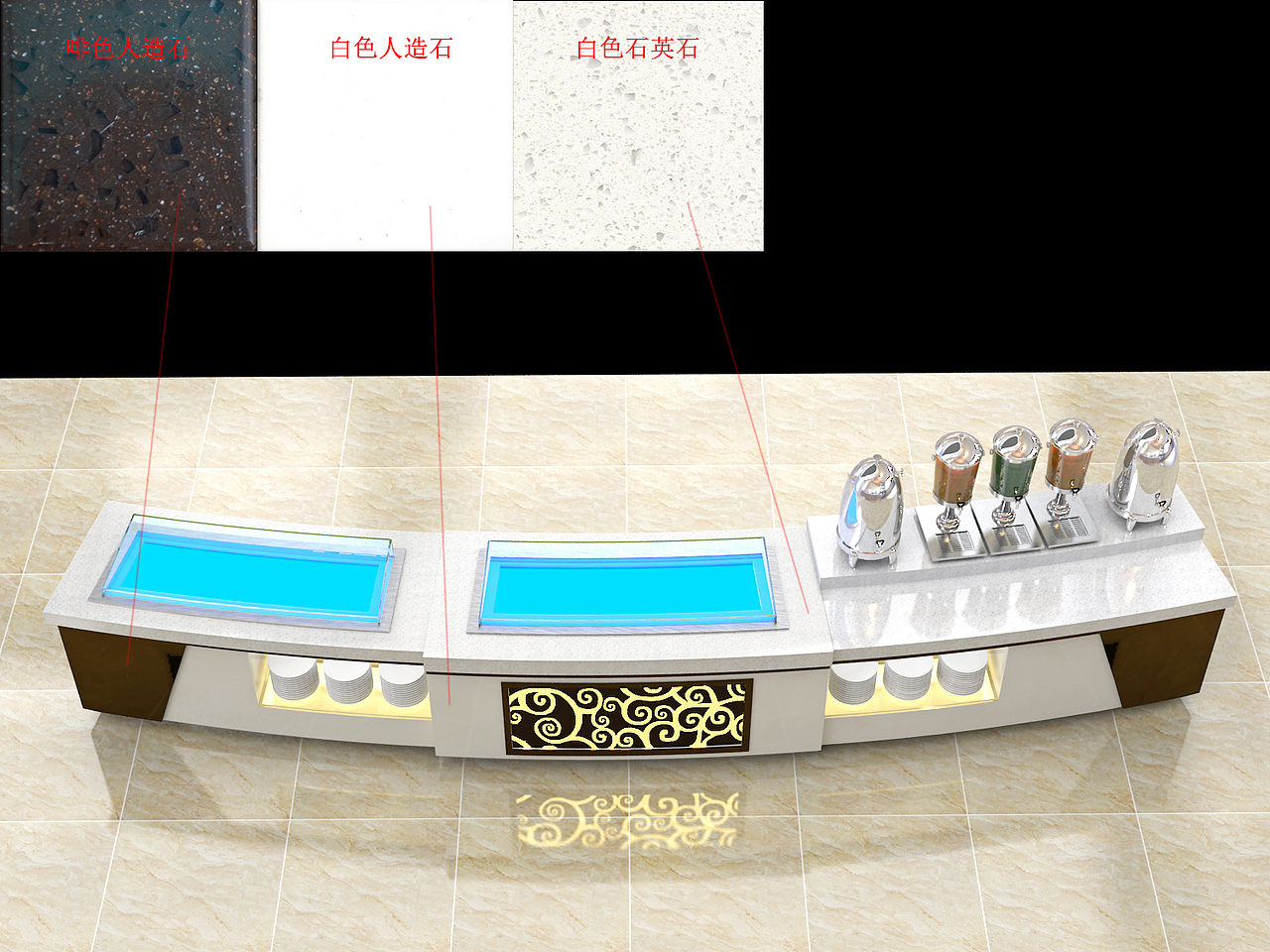 迪克石材自助餐台 固定自助餐台自助餐台图片设计定制