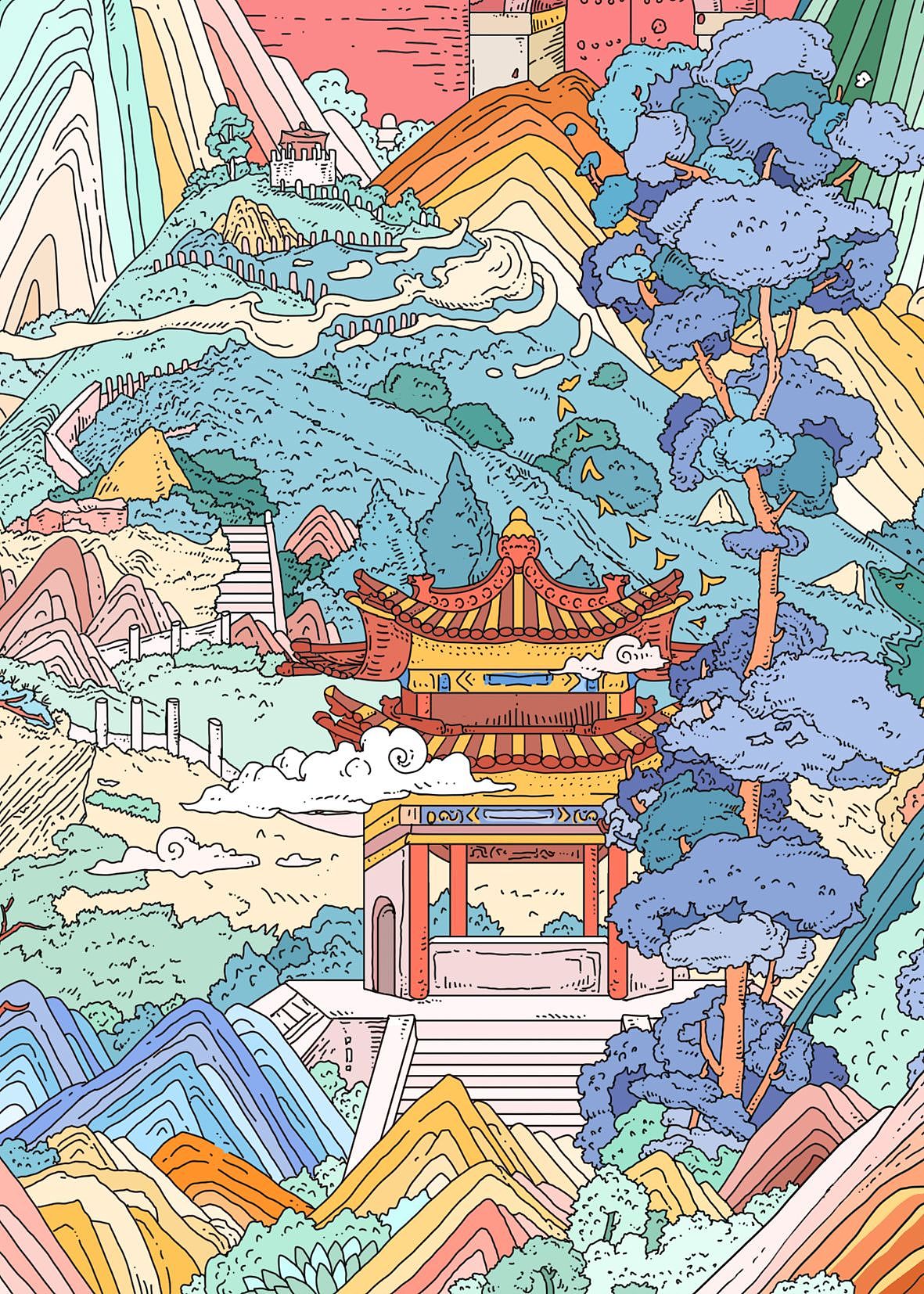 《北岳恒山圣境》—商业插画设计